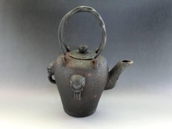 水注■古鉄製 乾隆丙午二月 寿 水差し 急須 獅子耳 茶瓶 鉄瓶 時代物 骨董■