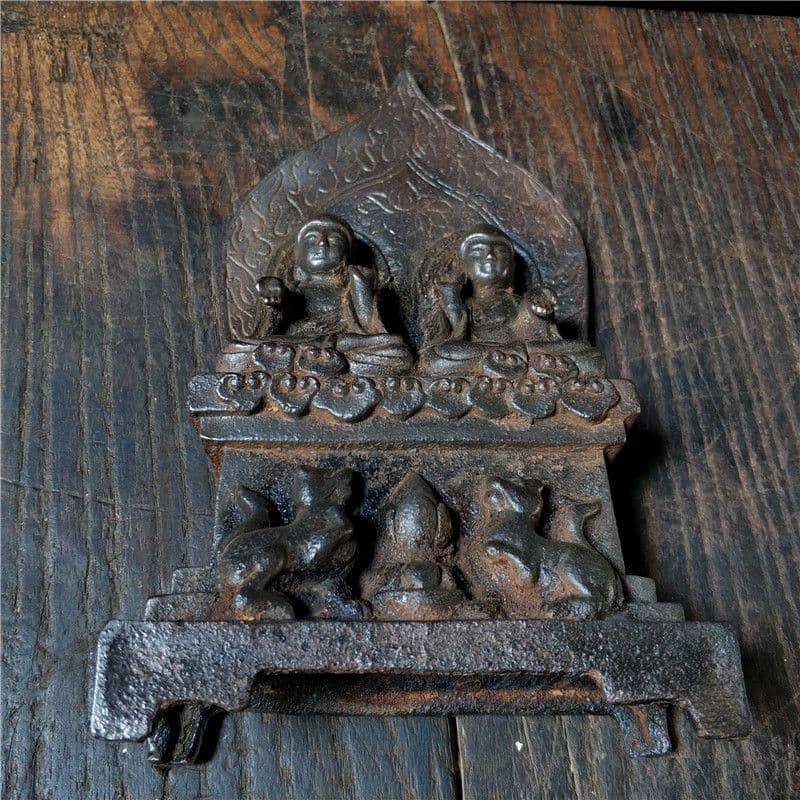 鉄器 鉄仏 二仏坐像 仏教美術 仏像 装飾品 現代工芸品美術品 置物