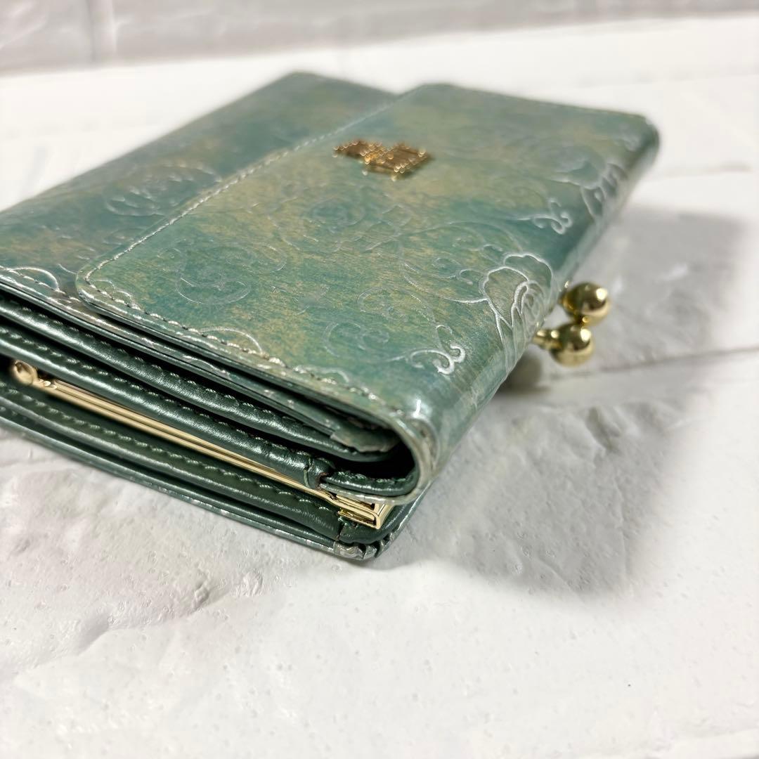 【未使用】ANNA SUI アナスイ　ローズハート がま口二つ折り財布 ミント