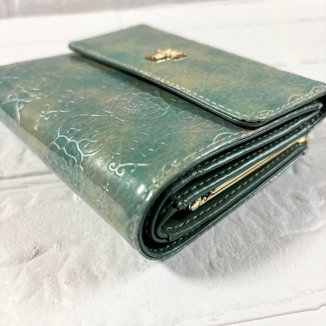 【未使用】ANNA SUI アナスイ　ローズハート がま口二つ折り財布 ミント