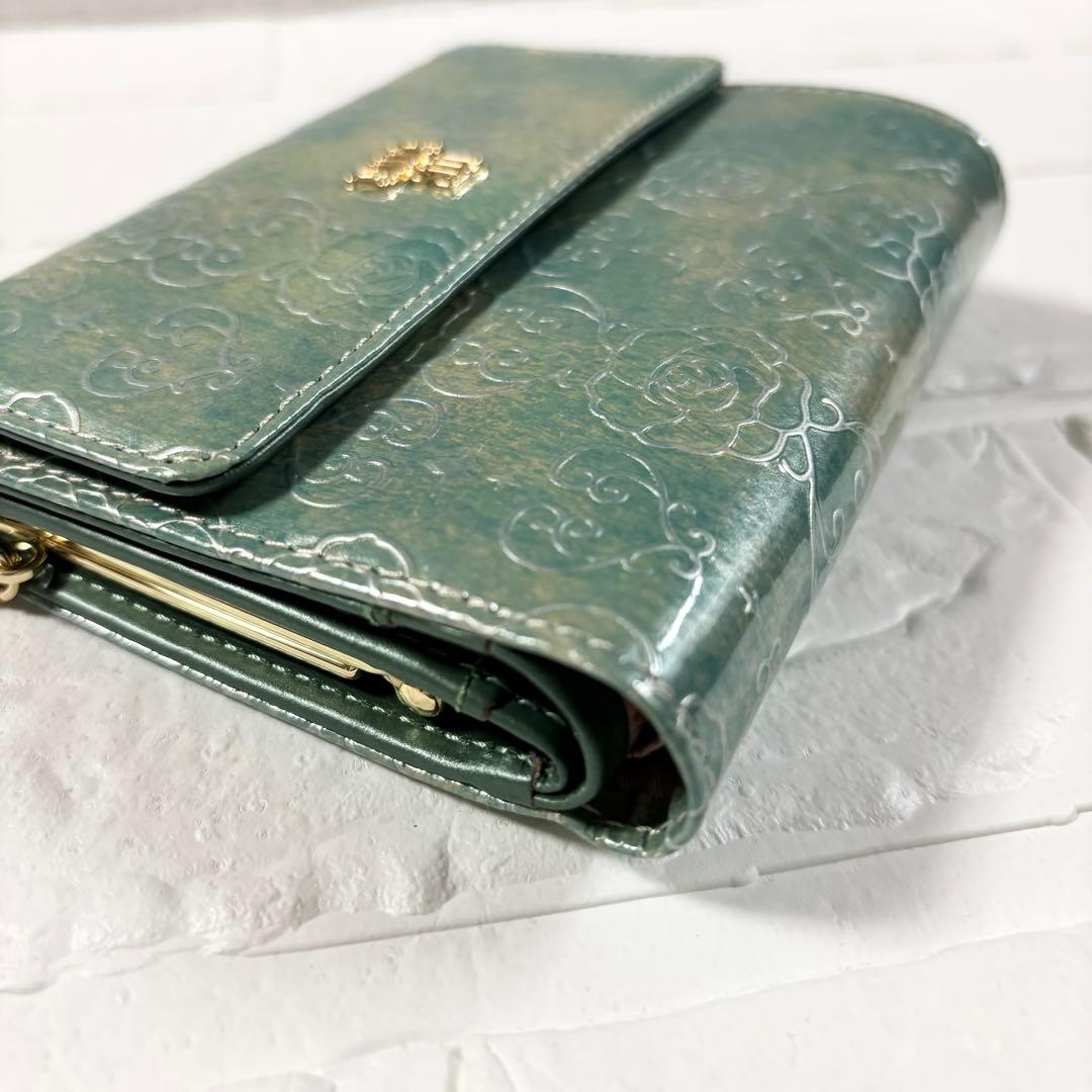 【未使用】ANNA SUI アナスイ　ローズハート がま口二つ折り財布 ミント