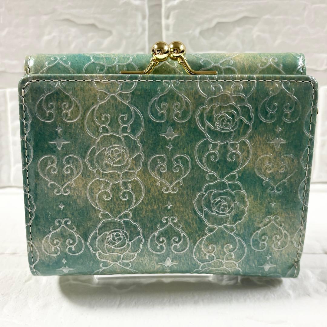 【未使用】ANNA SUI アナスイ　ローズハート がま口二つ折り財布 ミント