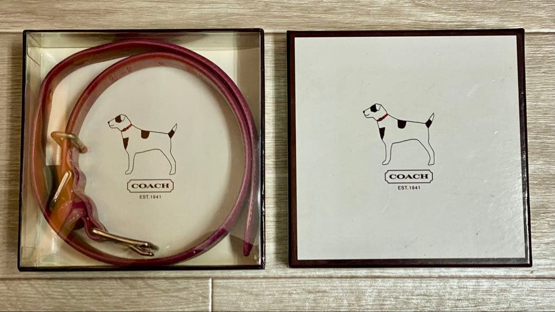 コーチ　COACH 本革 ローズピンク 犬用首輪 Lサイズ