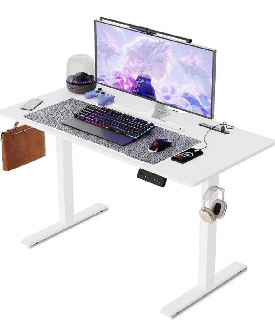 ゲーミングデスク 電動 昇降式デスク USB×コンセント付き メモリー機能