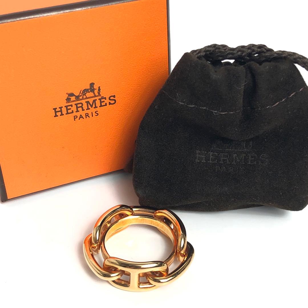 【良品】HERMES エルメス スカーフリング シェーヌダンクル ピンクゴールド