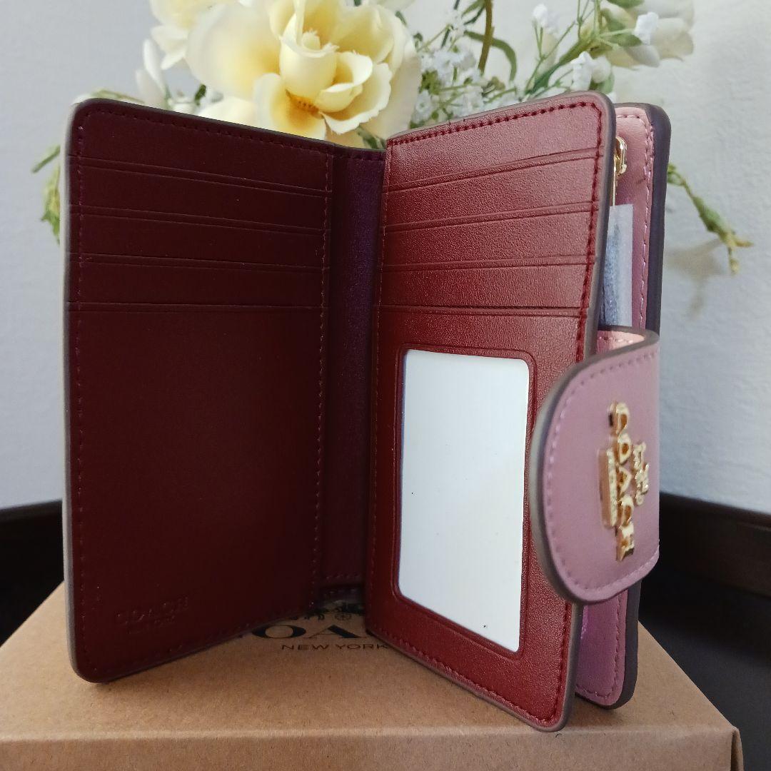 美品COACH 二つ折り財布 ピンク