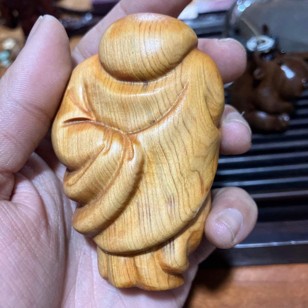 木製 笑顔の仏像 手のひらサイズ