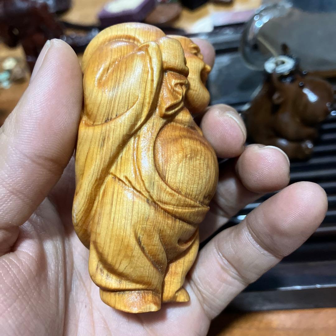 木製 笑顔の仏像 手のひらサイズ