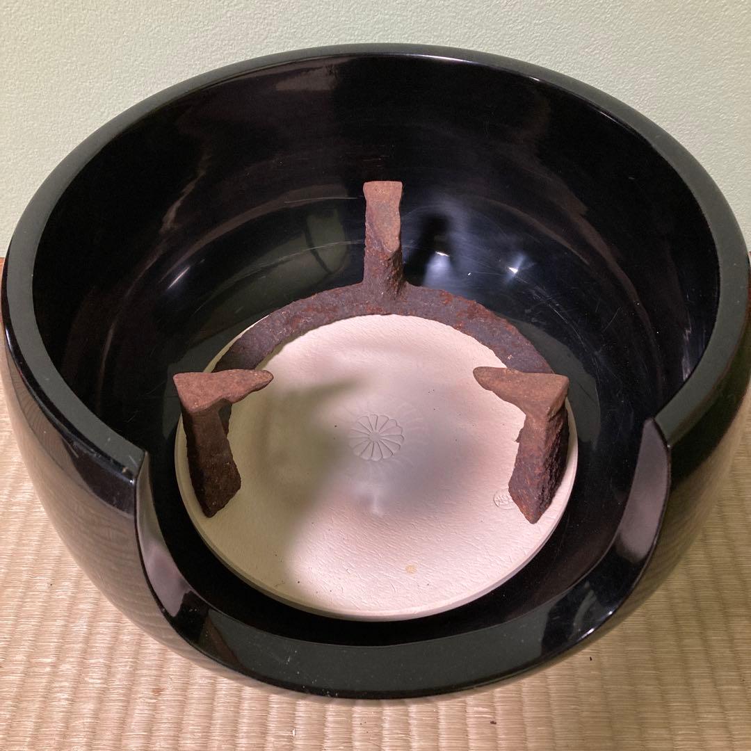 茶道　風炉　五徳➕敷瓦　三足風炉