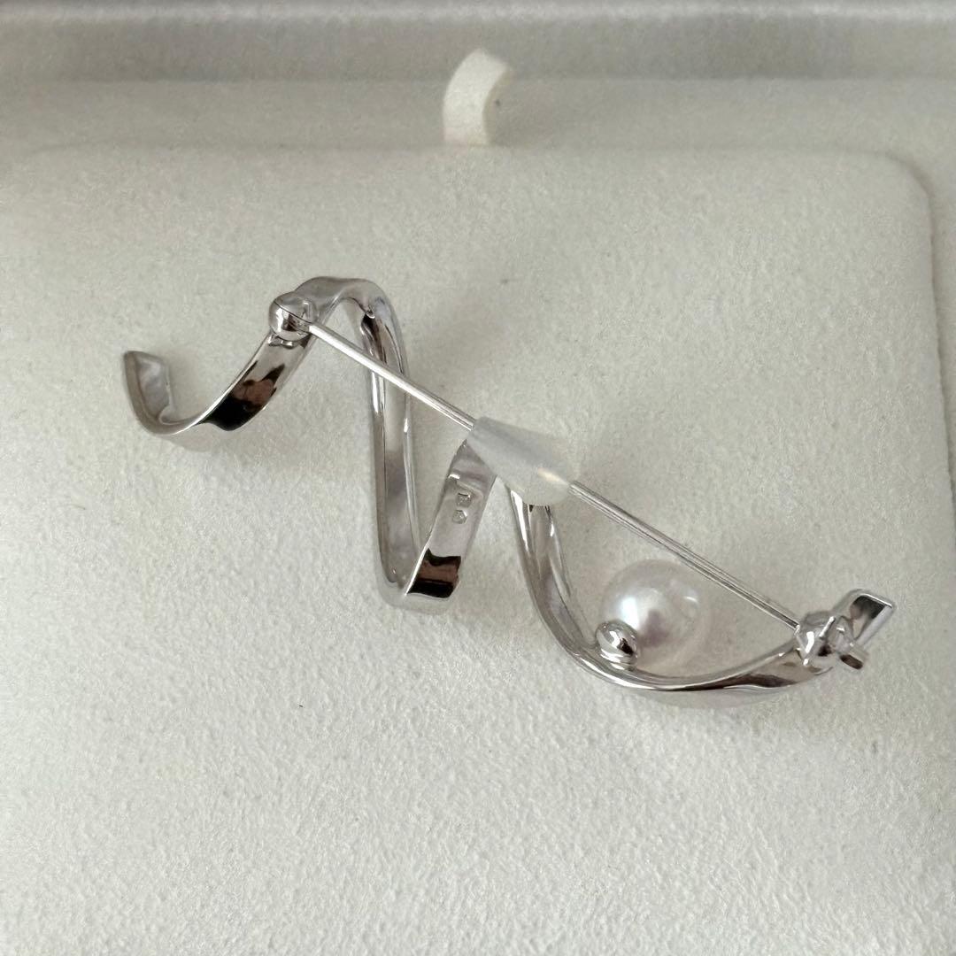 006【ミキモト】シルバー　ブローチ　M パール　約7.1mm