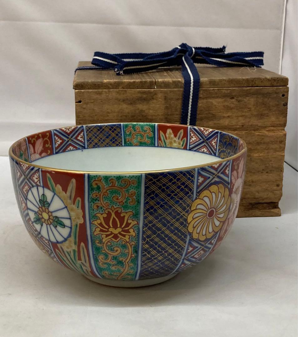 B215  九谷焼「十錦手菓子鉢」大聖寺伊万里　骨董　錦手　茶道具　石川