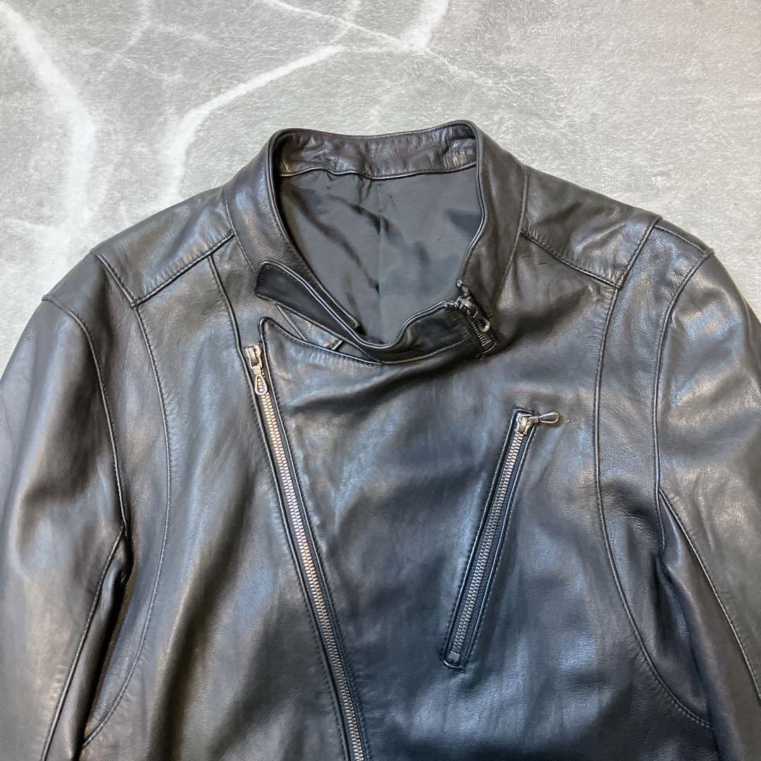 SHELLAC ラムレザー シングルライダース セミダブル レザージャケット L