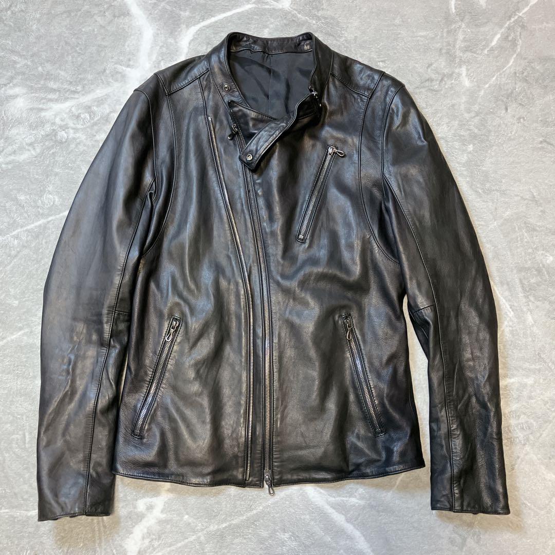 SHELLAC ラムレザー シングルライダース セミダブル レザージャケット L