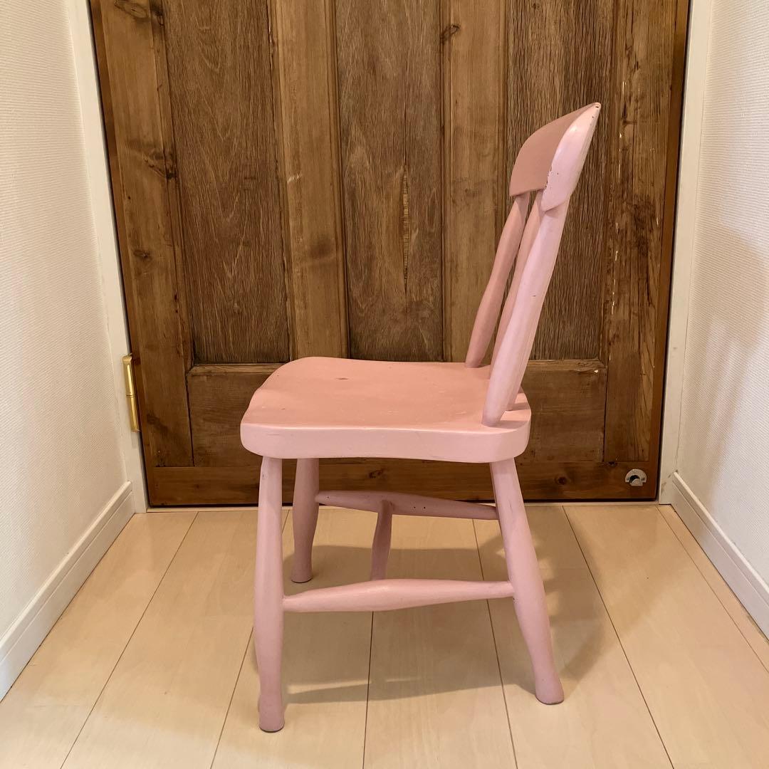 イギリス アンティーク　チャイルドチェア　ペイント ピンク キッズチェア