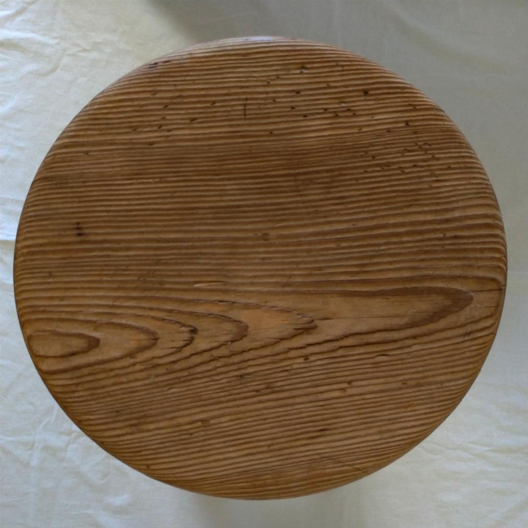 レトロ 古い丸椅子 スツール チェア 木製 飾り台 置物台 花台 アンティーク