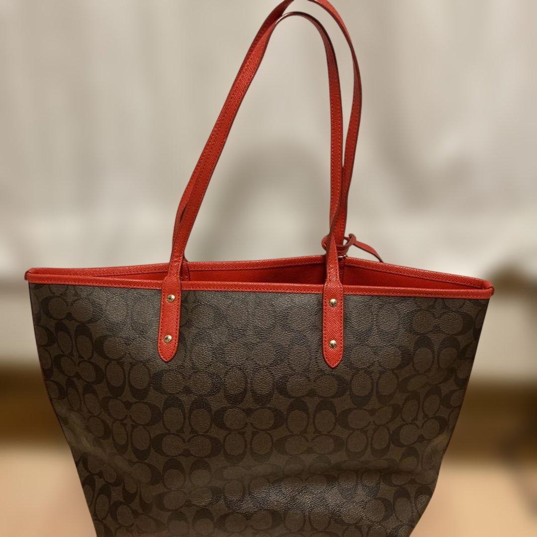ひめ様　COACH トートバッグ ブラウン/レッド