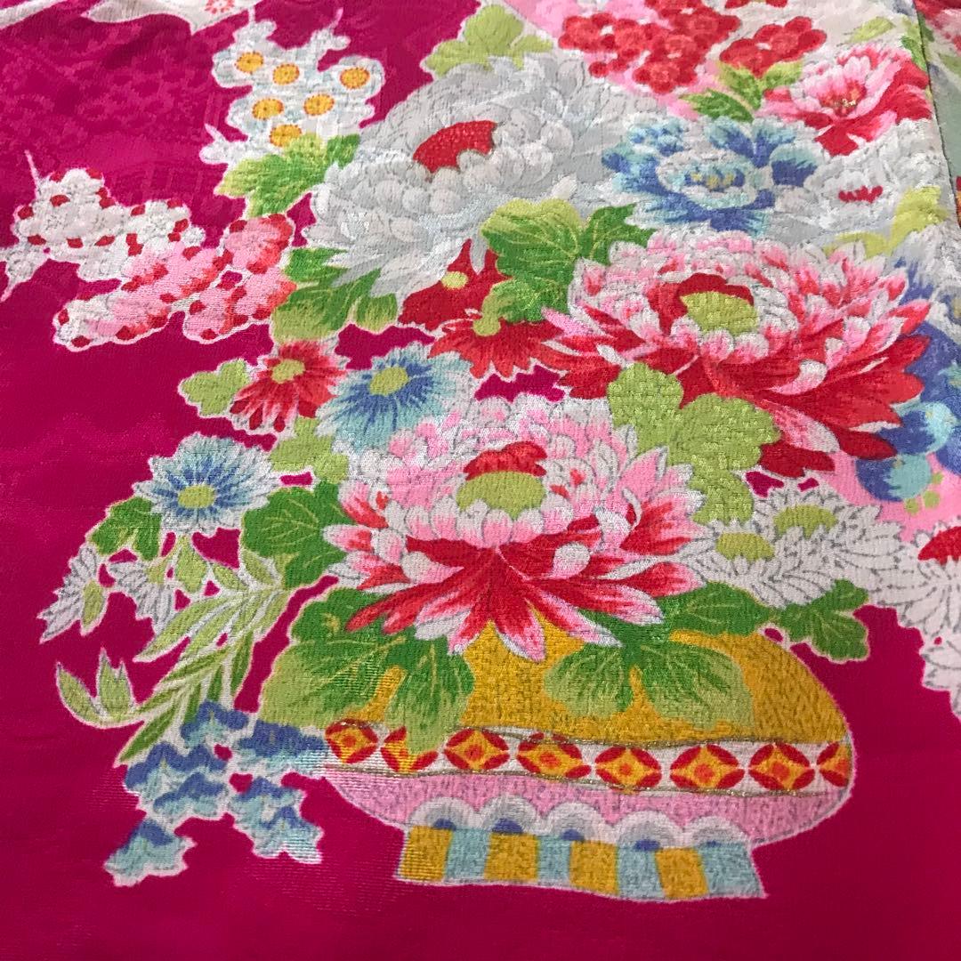 正絹 アンティーク着物 女の子 七五三 ◇花つぼ 花丸紋 古典柄