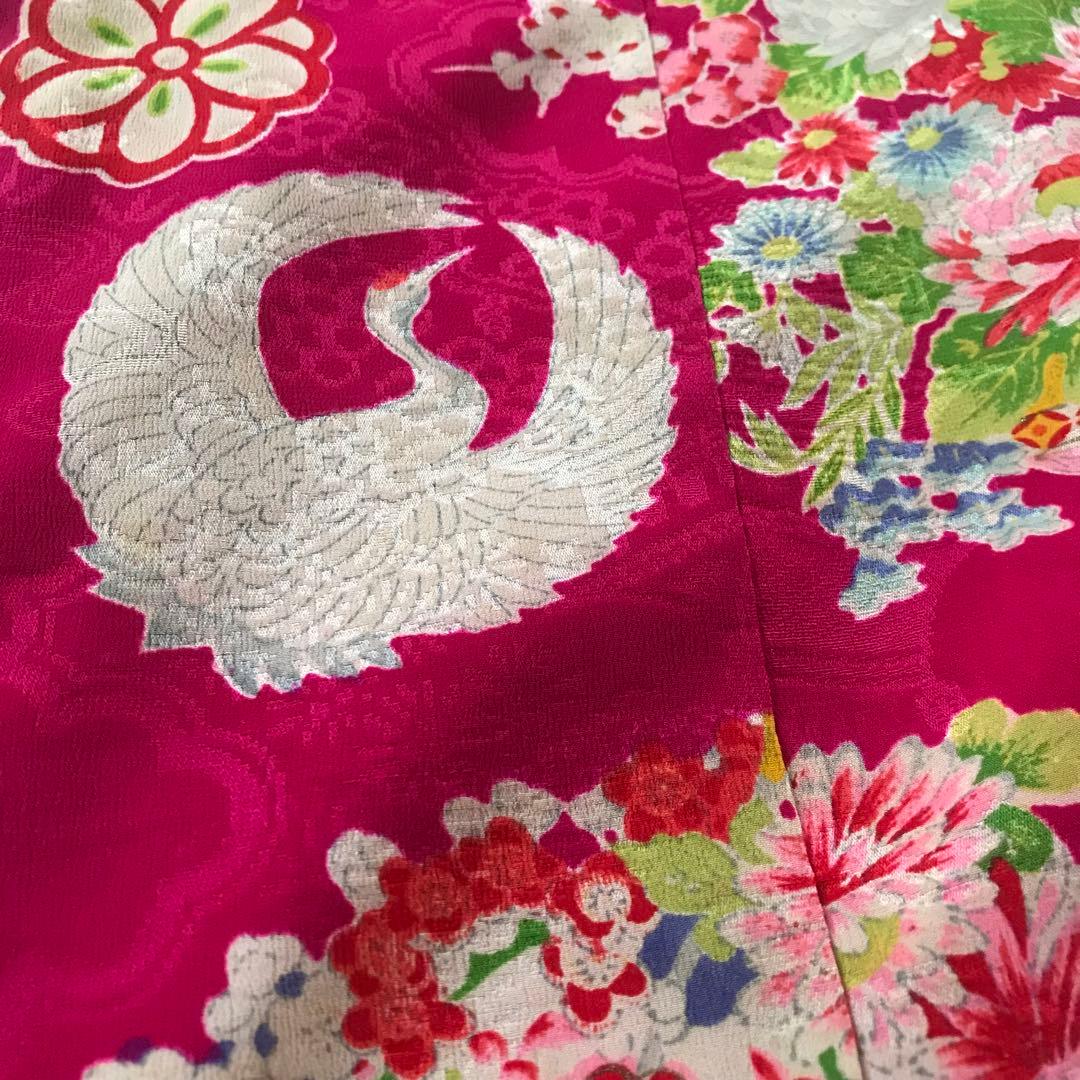 正絹 アンティーク着物 女の子 七五三 ◇花つぼ 花丸紋 古典柄