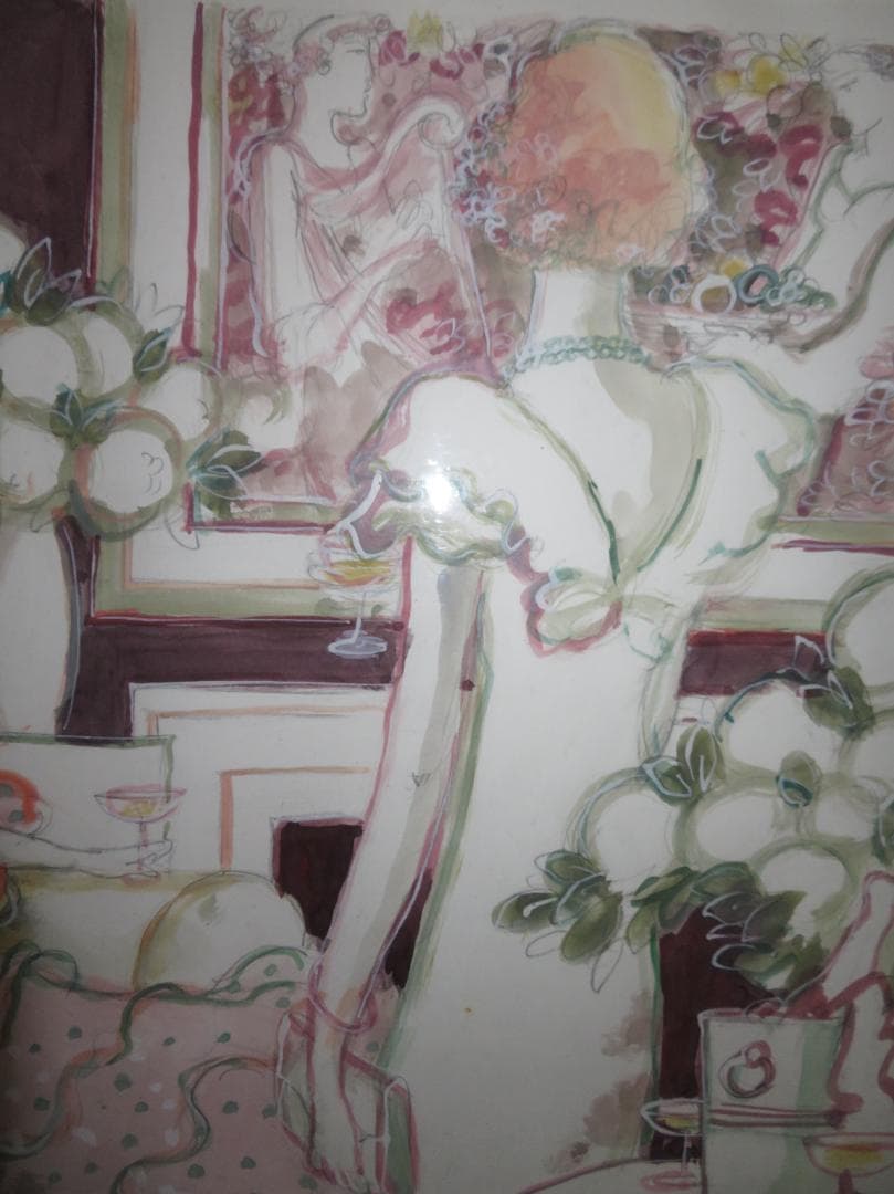 ◆ サージ・マルジス（Serge Marjisse）　水彩　「シャンパン」 ◆