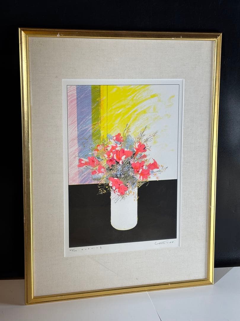 真作福本吉秀Evening シルクスクリーン版画46/100