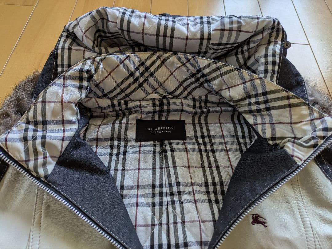 【美品】バーバリーブラックレーベル　ホワイト羊革レザージャケット M