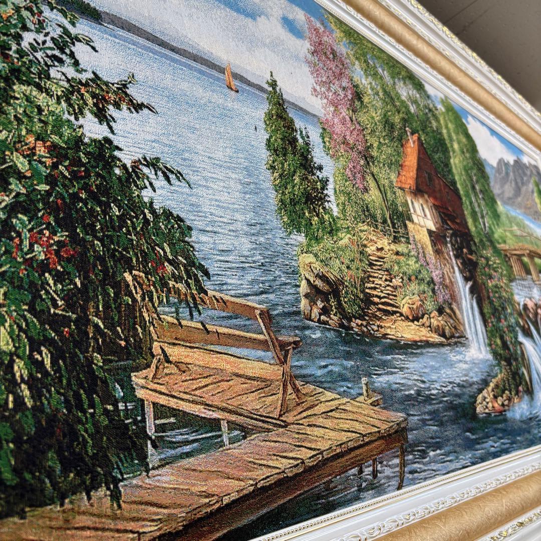 幅137×高さ77 自然の風景 水車小屋 絵画 アウトレット特価品 お買い得商品