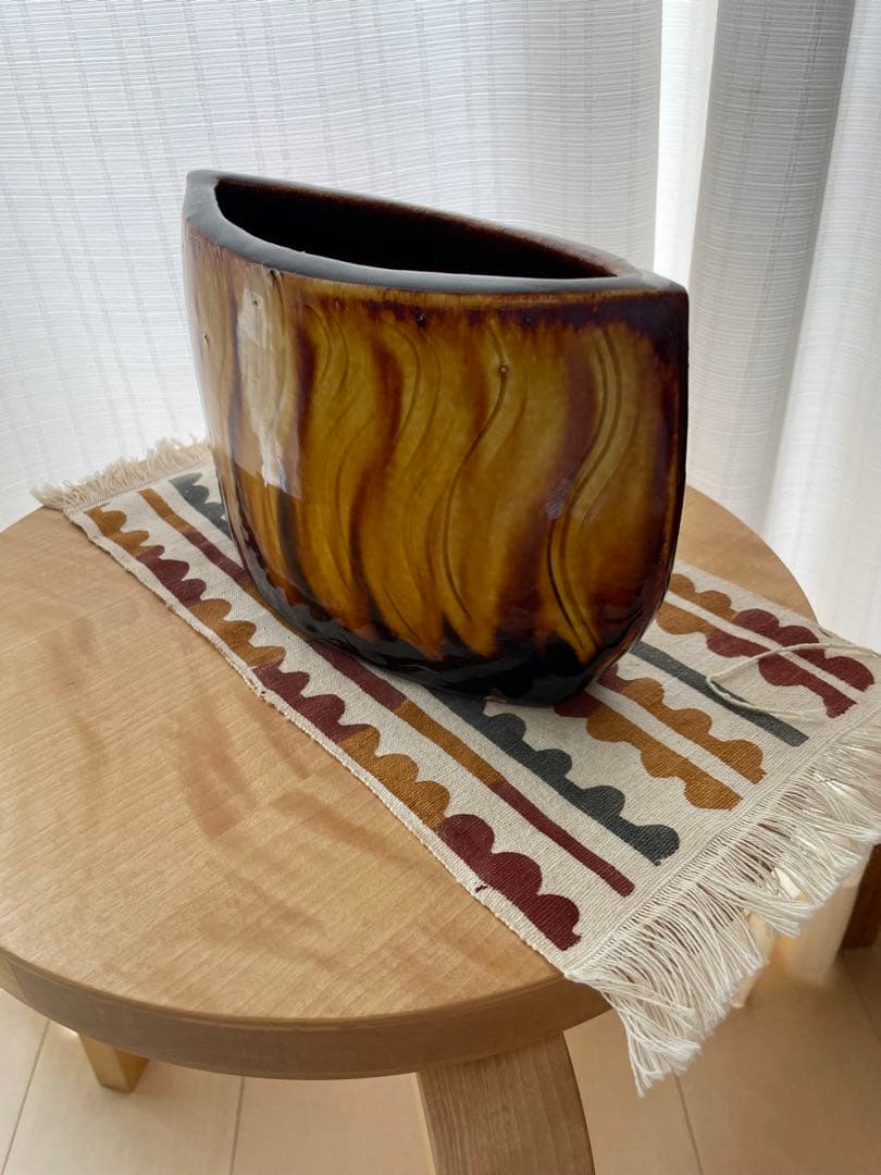 舩木研兒　花生　鐵鉛釉花生　共箱　民藝　出西窯　武内晴二郎