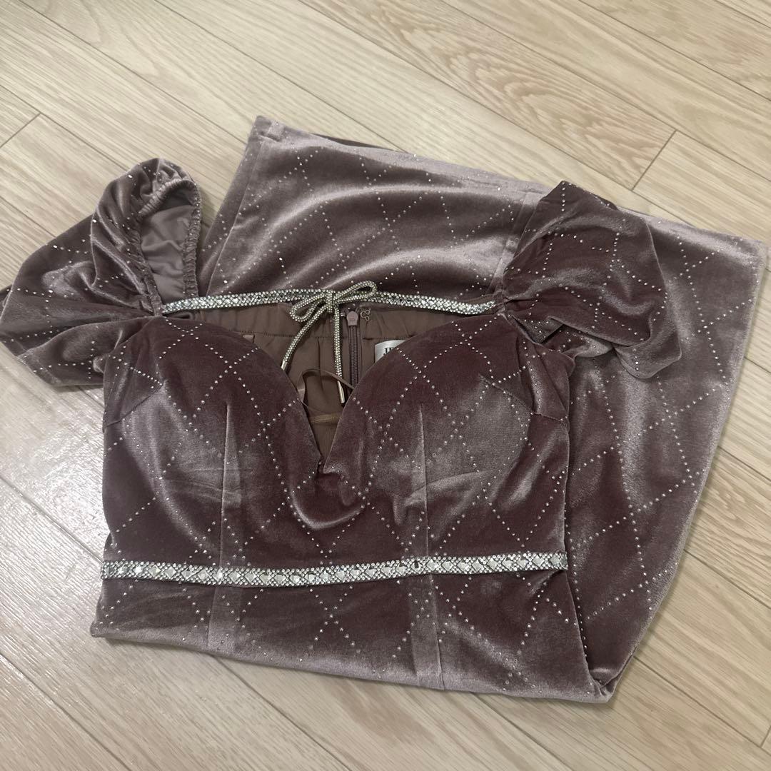 jewels XSサイズ ベルベットピンクドレス リボン ビジュー