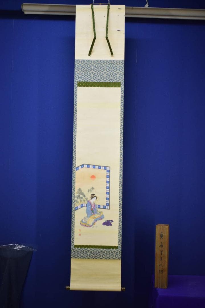 真作/瀬川貞廣/浮世絵美人画/布袋屋掛軸HH-338-2