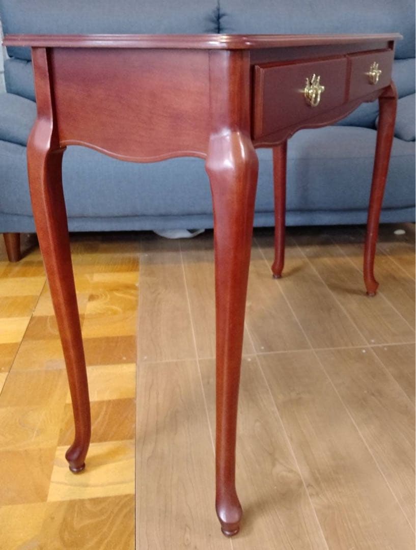 G1822 コンソールテーブル 飾り棚 デスク 引出し付き 真鍮取手 木製