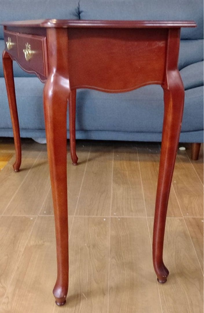 G1822 コンソールテーブル 飾り棚 デスク 引出し付き 真鍮取手 木製