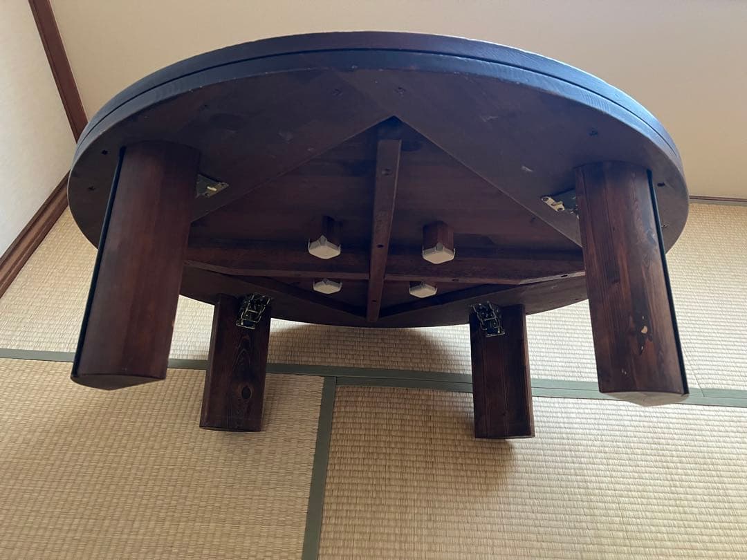 円形木製座卓 ダークブラウン