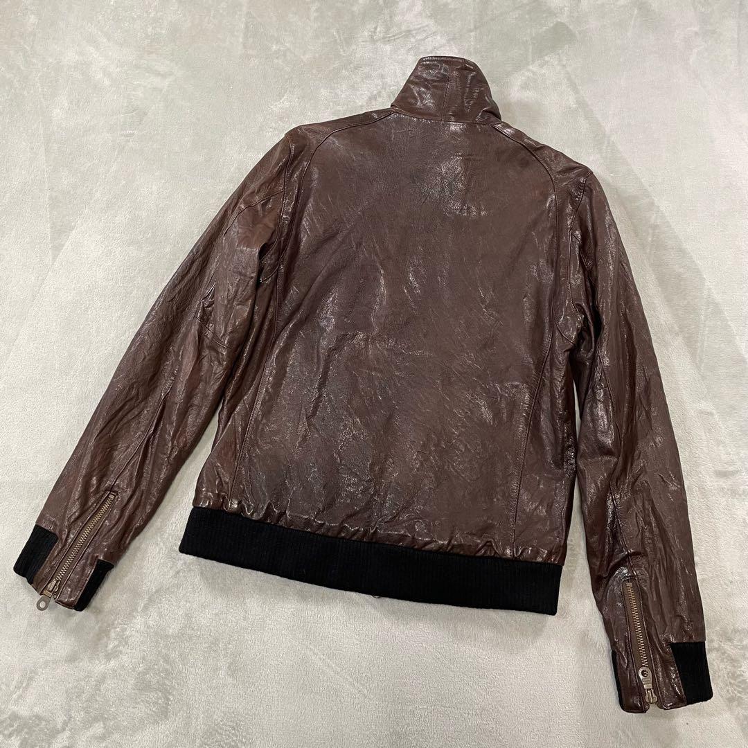 アヴィレックス ラムレザージップアップジャケット ブラウン 6171036 XL