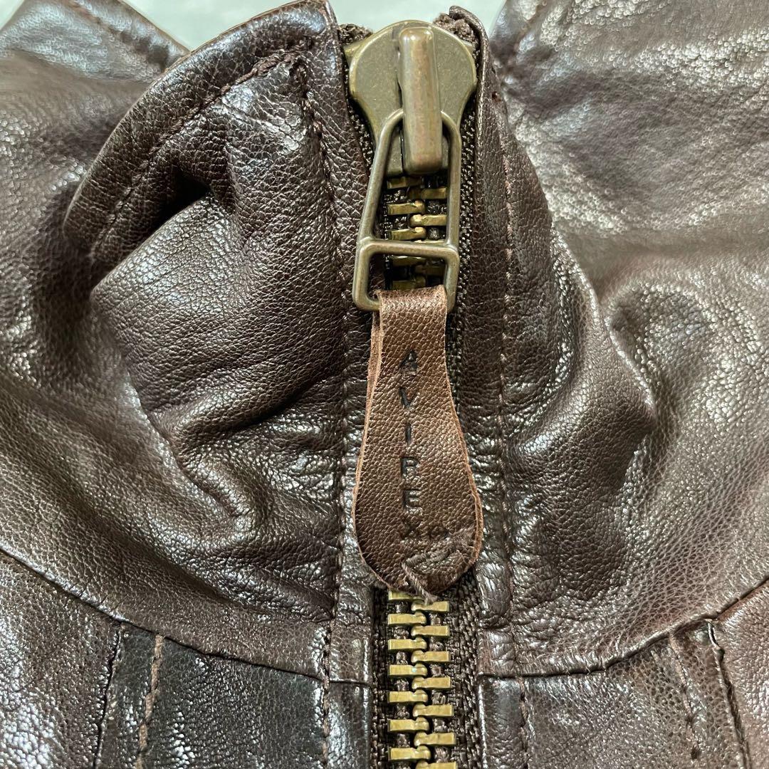 アヴィレックス ラムレザージップアップジャケット ブラウン 6171036 XL