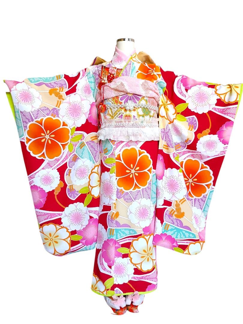 専用です☆レトロポップ調の着物と作り帯セット☆７歳七五三
