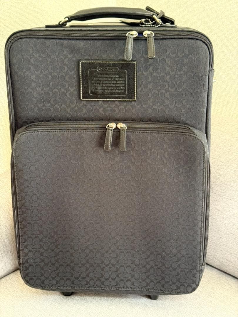 【美品】COACH ミニシグネチャー キャリーバッグ スーツケース　ブラック
