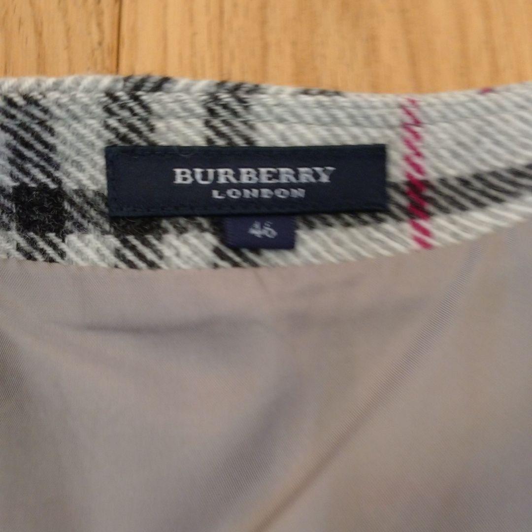 バーバリー　チェックスカート　グレー　アルパカ　サイズ46