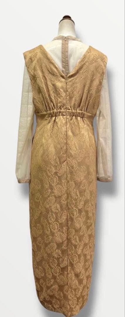 AIMER チュールブラウス付Vネックジャカードタイトパーティードレス