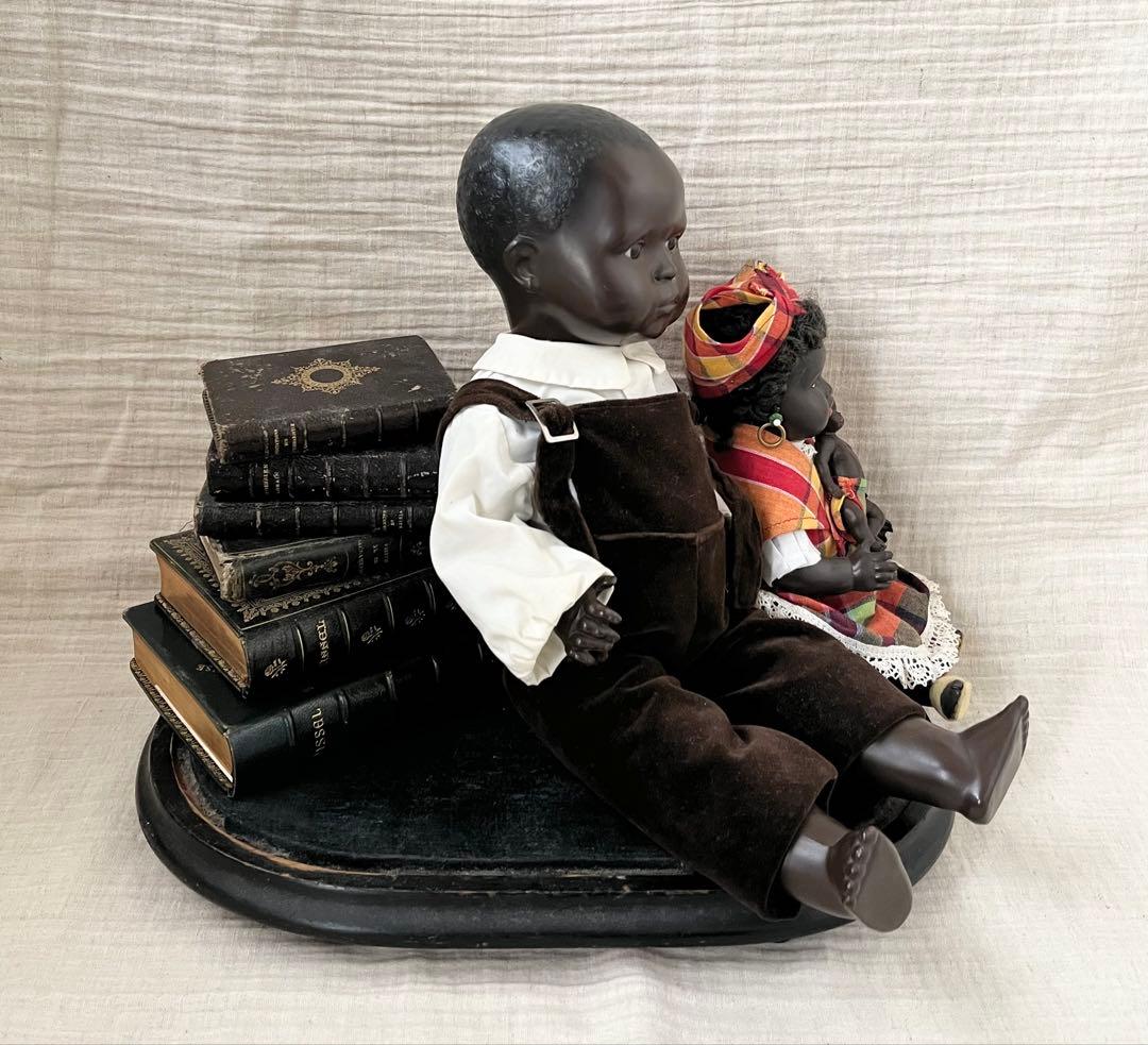 ドイツアンティークヴィンテージブラック褐色肌ドール人形ビスクドールベビーレトロ
