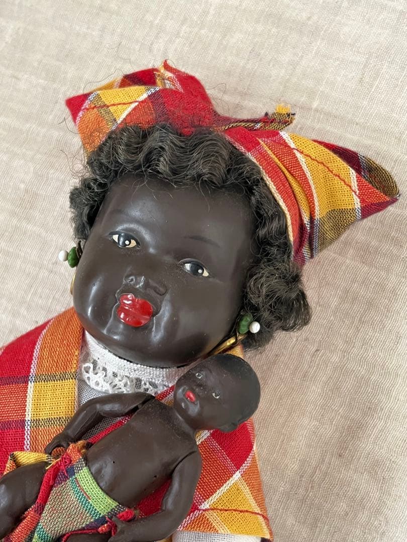 ドイツアンティークヴィンテージブラック褐色肌ドール人形ビスクドールベビーレトロ