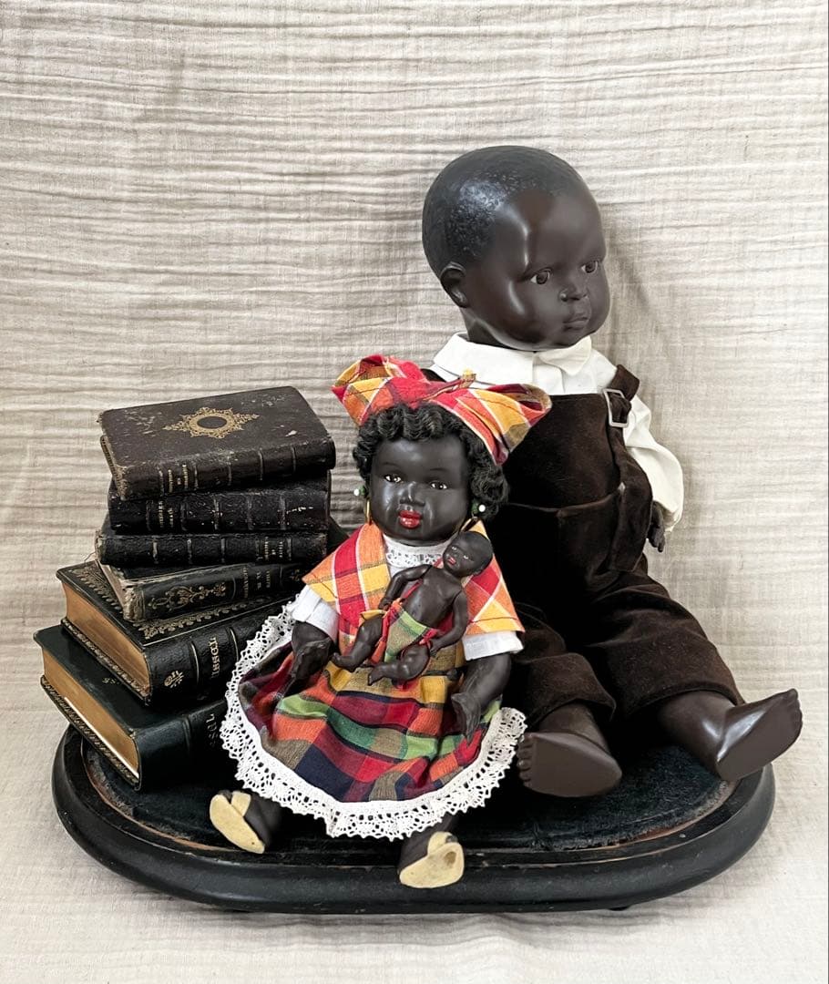 ドイツアンティークヴィンテージブラック褐色肌ドール人形ビスクドールベビーレトロ