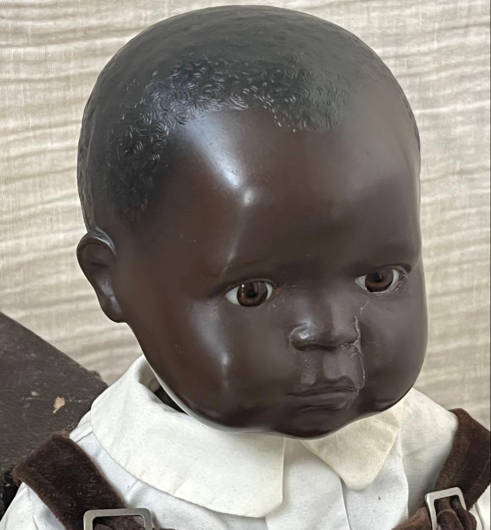 ドイツアンティークヴィンテージブラック褐色肌ドール人形ビスクドールベビーレトロ