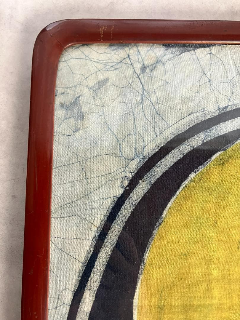 ろうけつ染め観音菩薩×昭和レトロ大判額縁　ヴィンテージ　骨董品　フレーム　布絵