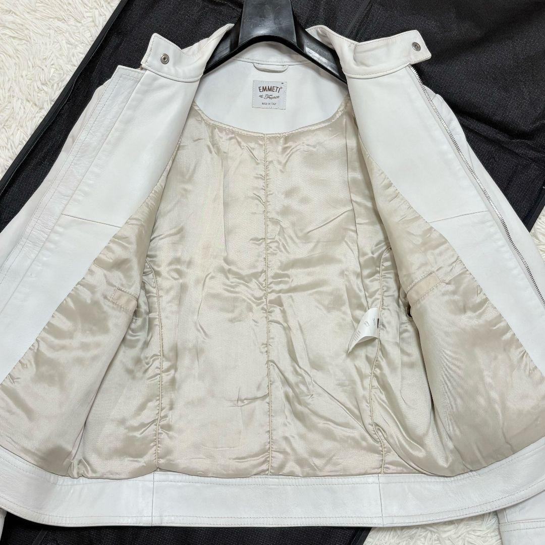 美品✨ エンメティ アンドレア レザー シングルライダースジャケット ホワイト