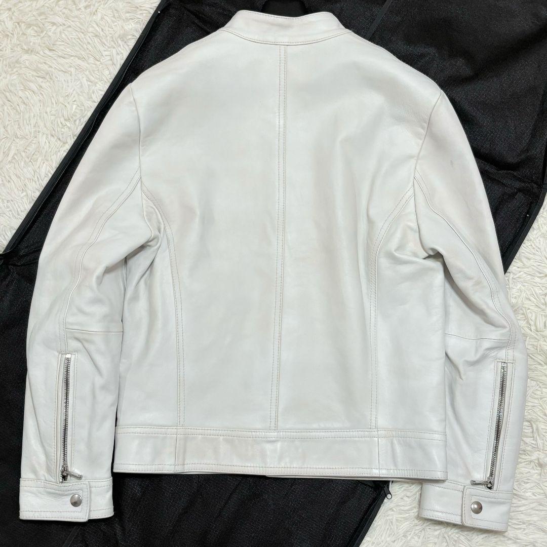 美品✨ エンメティ アンドレア レザー シングルライダースジャケット ホワイト