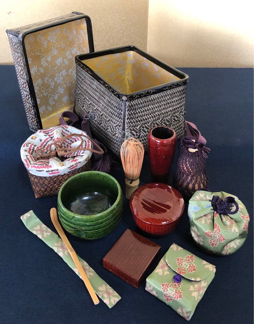 割引❗️茶道具 蒔絵付 御所籠 在銘 お茶道具付 仕覆付　250723E6