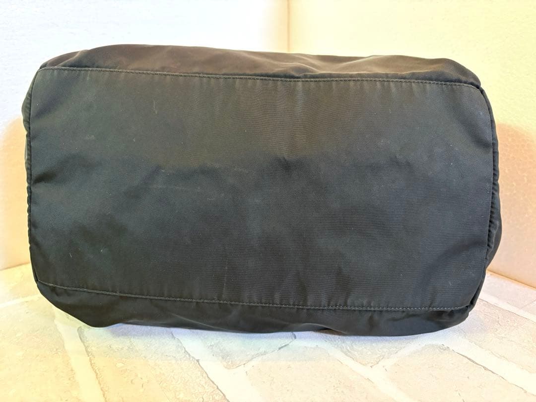 【のんびり◡̈⃝】プラダ ミニボストン ハンドバッグ ナイロン レザー