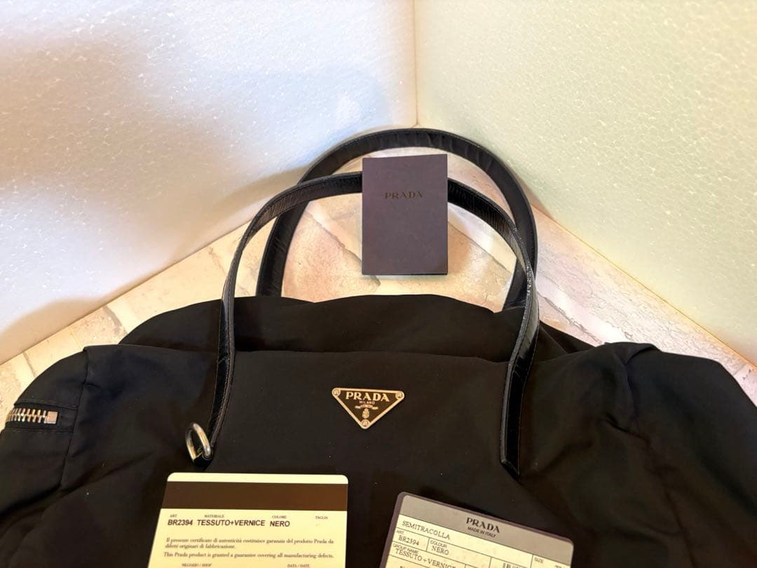 【のんびり◡̈⃝】プラダ ミニボストン ハンドバッグ ナイロン レザー