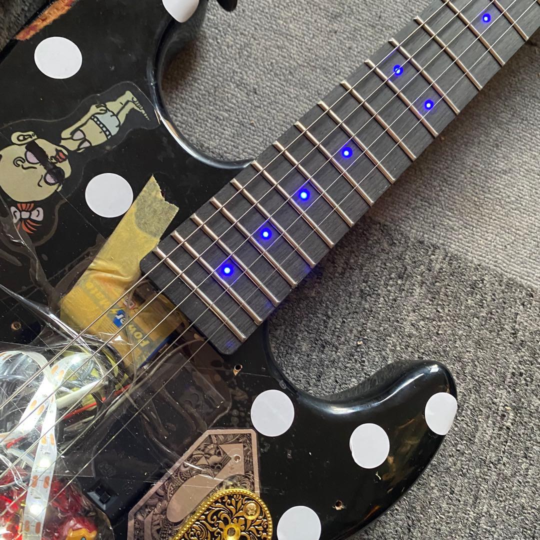 LEDネック！ブラックストラトキャスター！LIVE激目立ち！一点物