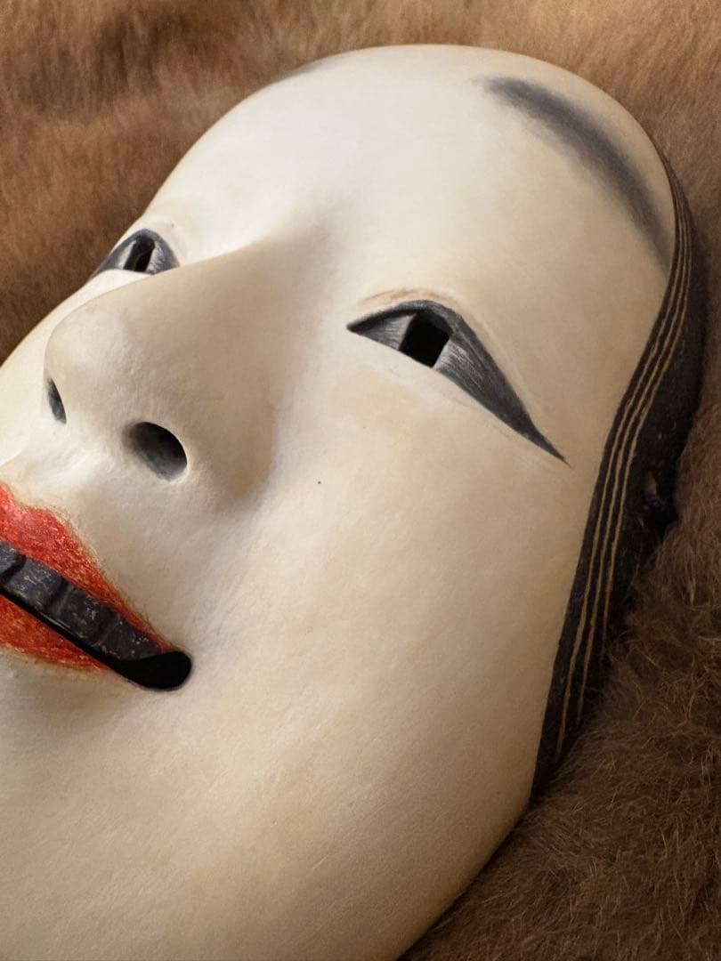 木製 能面 微笑み